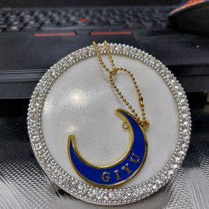 Demon Slayer Giyu Katanga Moon Keychain Handbag Accessory Gold Blue Color